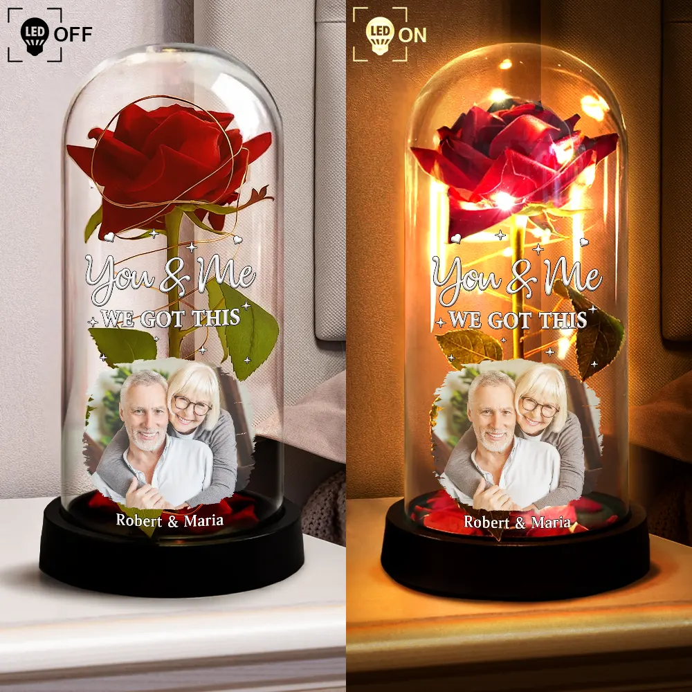 Custom Photo You & Me We Got This - Personalized Everlasting Rose Dome Lamp - Image 4