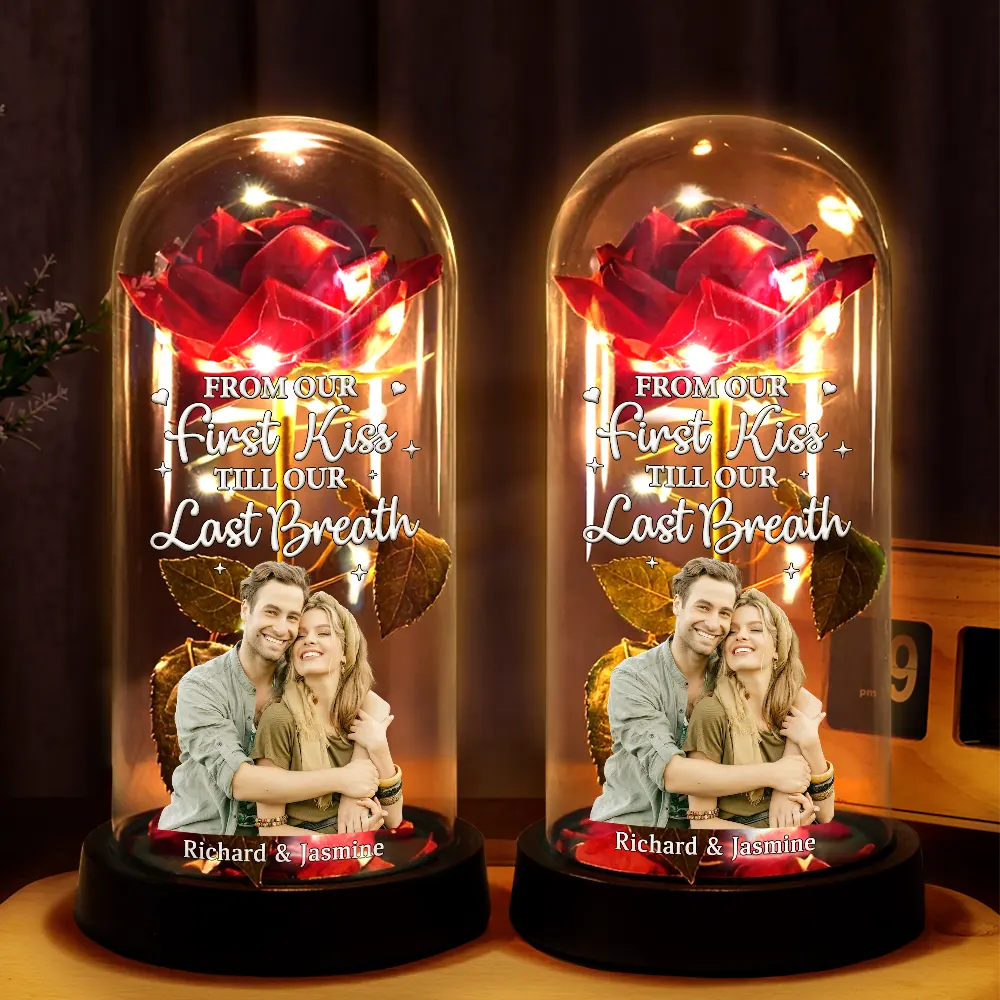 Custom Photo You & Me We Got This Romantic - Personalized Everlasting Rose Dome Lamp - Image 3