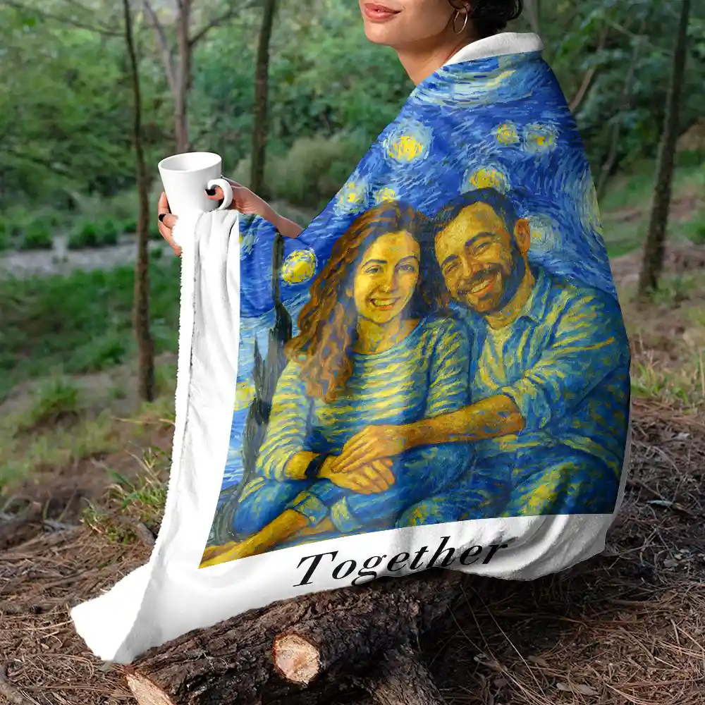 Custom Photo You & Me We Got This Under Starry Night - Personalized Fleece Blanket, Sherpa Blanket - Image 6
