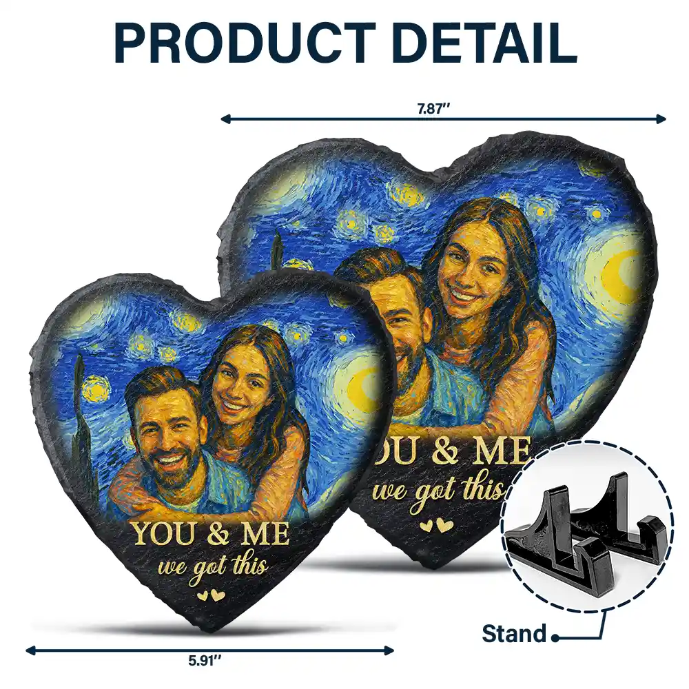 Custom Photo You & Me We Got This Under Starry Night - Personalized Heart Memorial Garden Stone - Image 6