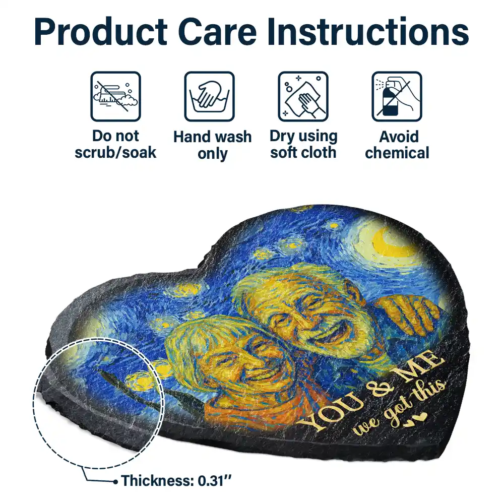 Custom Photo You & Me We Got This Under Starry Night - Personalized Heart Memorial Garden Stone - Image 7
