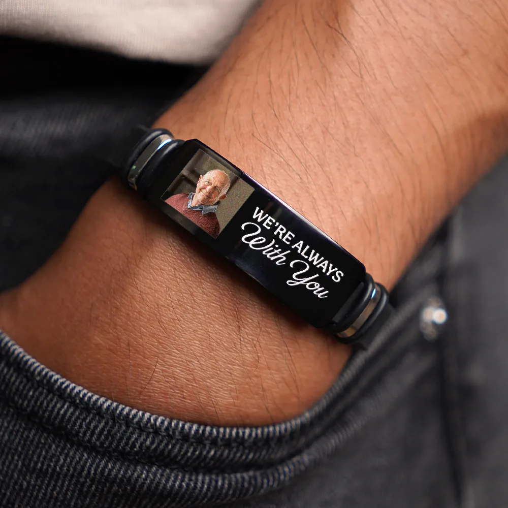 Custom Photo You Never Walk Alone Memorial - Personalized Engraved Bracelet - Image 3