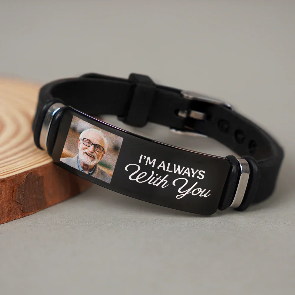 Custom Photo You Never Walk Alone Memorial - Personalized Engraved Bracelet - Image 5
