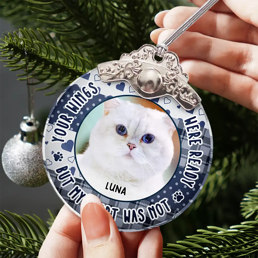 Custom Photo You Were Favorite Hello Memorial Pet - Personalized Glass Ornament With Silver Cap - Image 3