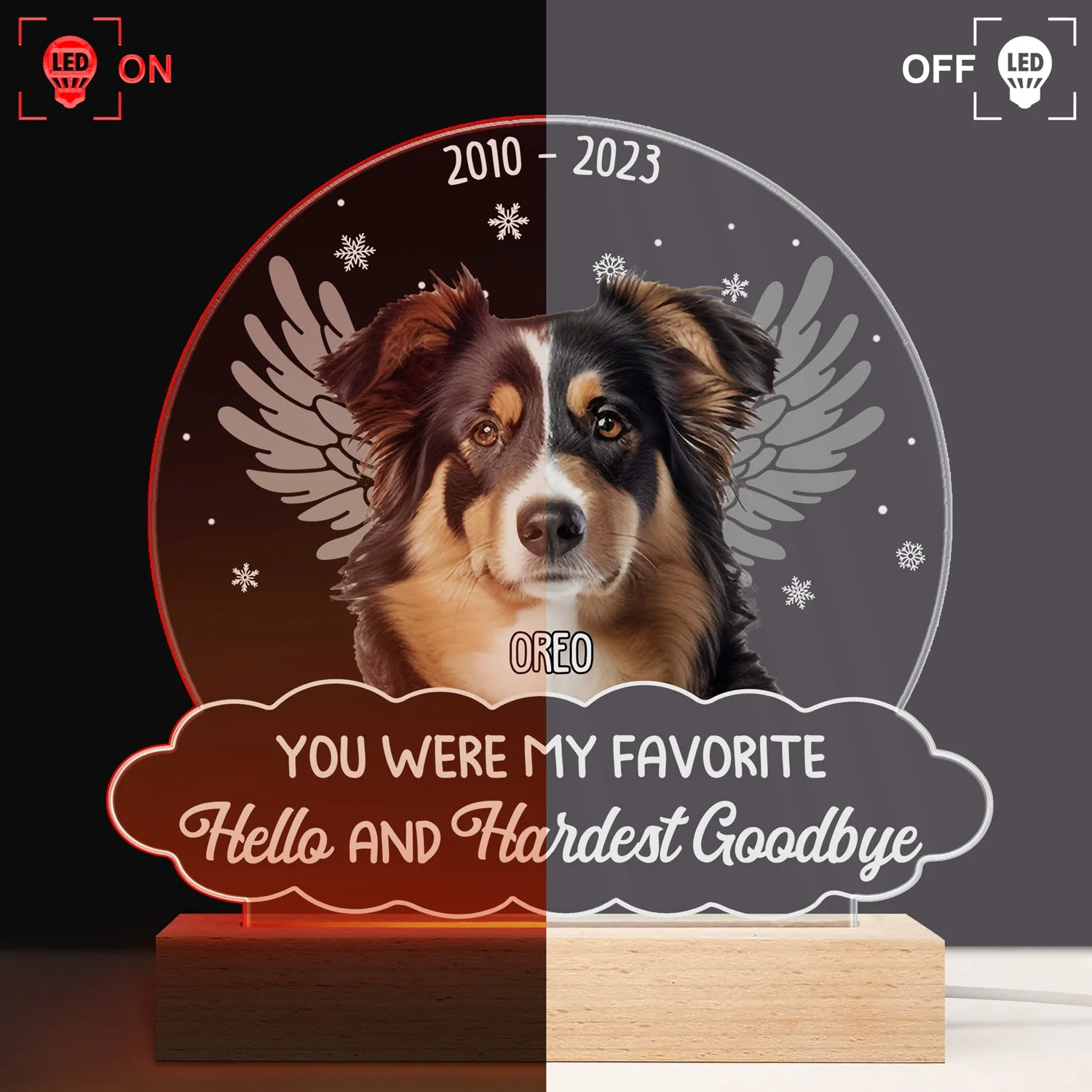 Custom Photo You Were My Favorite Hello - Memorial Gift For Pet Lovers - 3D Led Light Wooden Base - Image 4