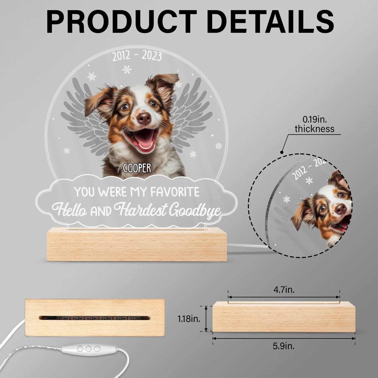 Custom Photo You Were My Favorite Hello - Memorial Gift For Pet Lovers - 3D Led Light Wooden Base - Image 6
