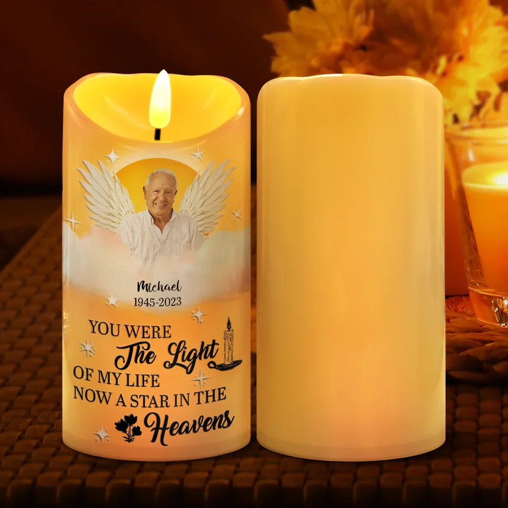 Custom Photo You Were The Light Of Our Lives - Personalized Flameless LED Candle - Image 3