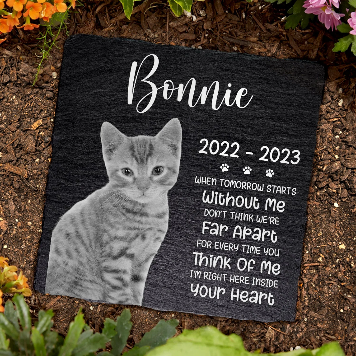 Custom Photo You Will Never Leave Our Hearts - Memorial Gift For Pet Lovers - Personalized Rectangle Memorial Garden Stone - Image 4