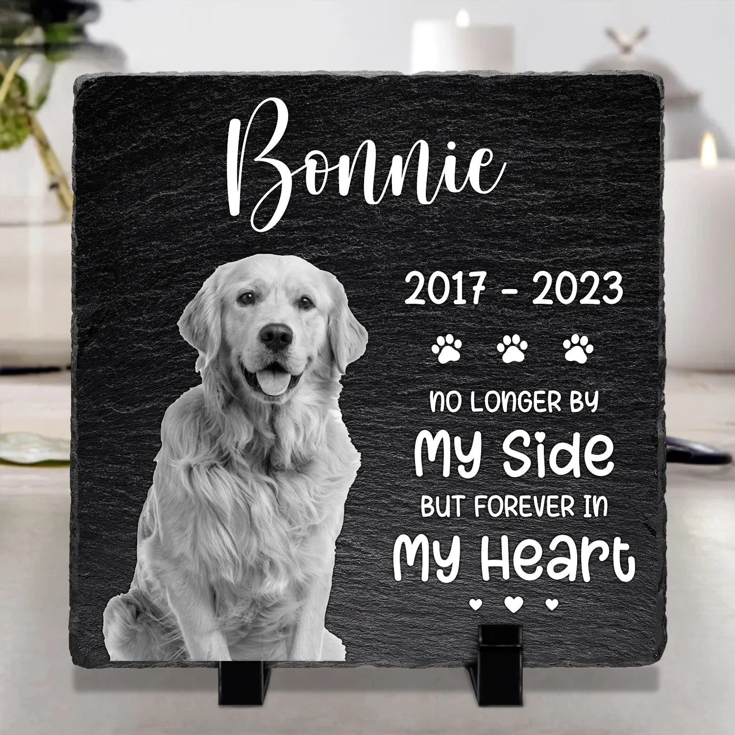 Custom Photo You Will Never Leave Our Hearts - Memorial Gift For Pet Lovers - Personalized Rectangle Memorial Garden Stone - Image 5