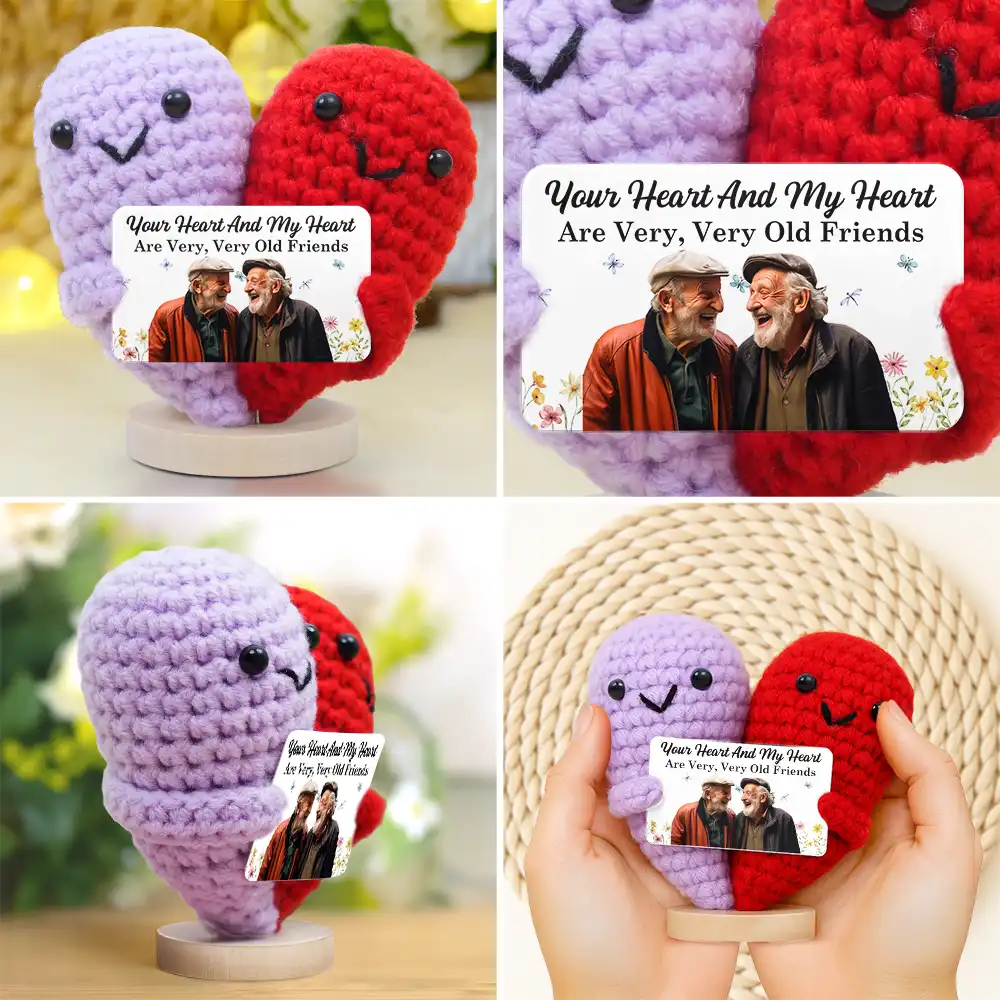 Custom Photo Your Heart And My Heart Are Very Old Friends - Personalized Doll Crochet With Custom Card - Image 4