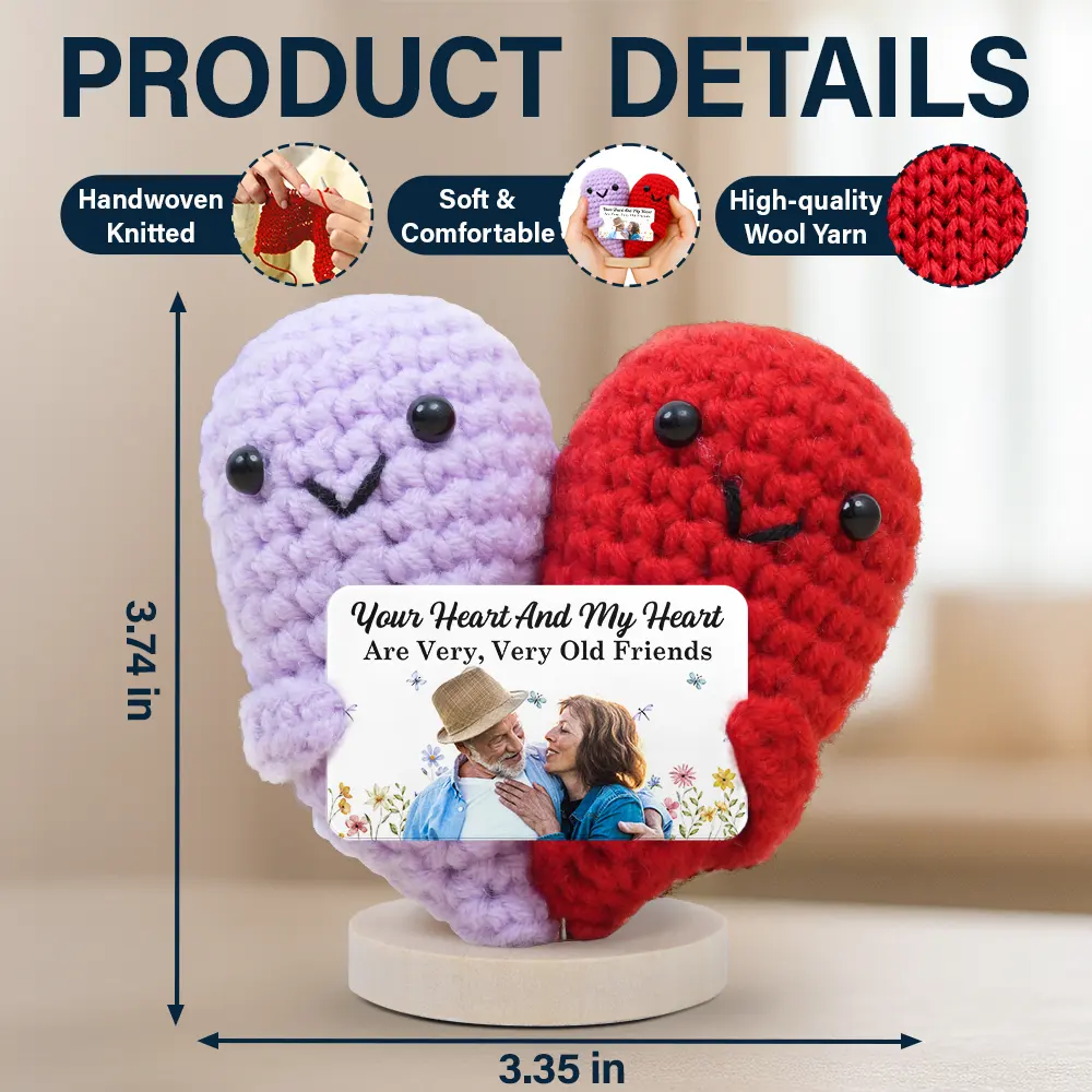 Custom Photo Your Heart And My Heart Are Very Old Friends - Personalized Doll Crochet With Custom Card - Image 5