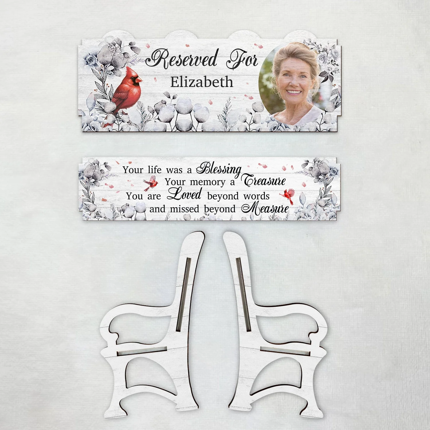 Custom Photo Your Life Was A Blessing - Memorial Gift For Family, Friends, Siblings - Personalized Memorial Bench - Image 4