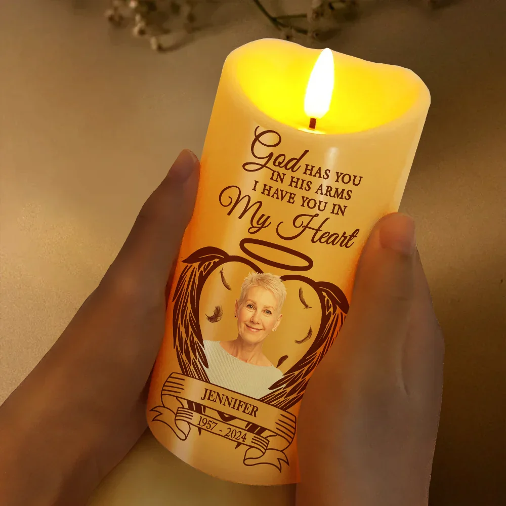 Custom Photo Your Light Always Shine In My Heart - Personalized Flameless LED Candle - Image 4