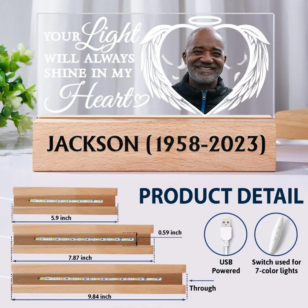 Custom Photo Your Light Always Shine In My Heart - Personalized Rectangle LED Light - Image 7