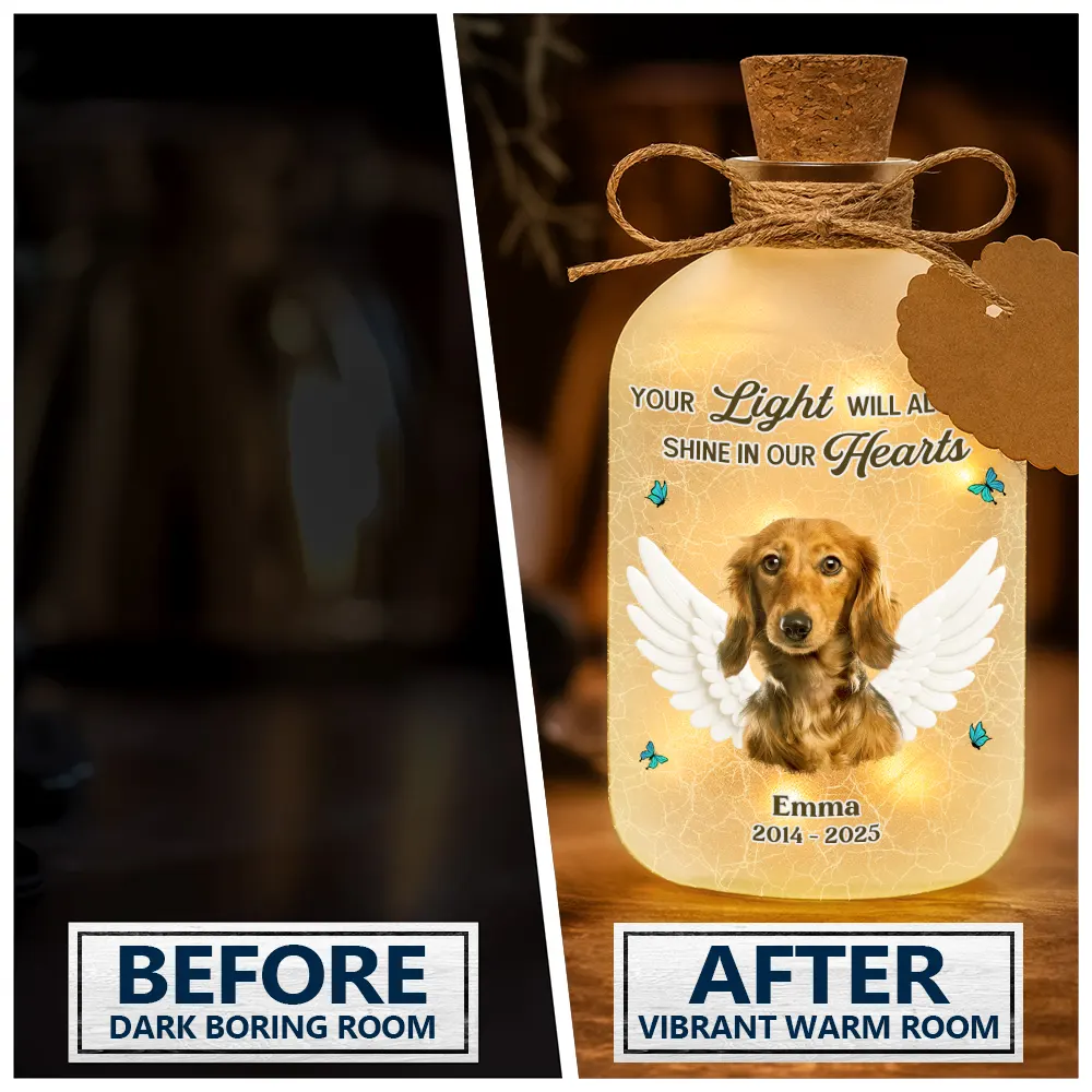 Custom Photo Your Light Will Always Shine In My Heart Crackle Glass Effect - Personalized Short Bottle Light - Image 4