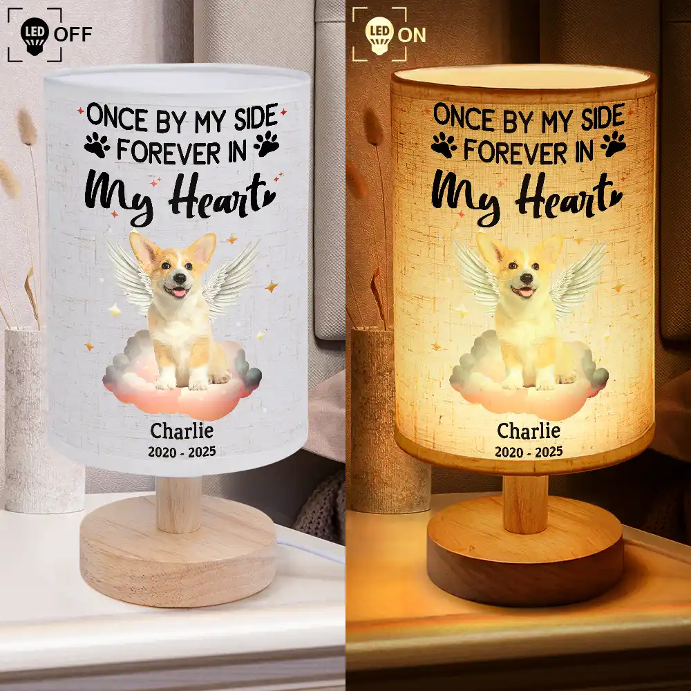 Custom Photo Your Light Will Always Shine In My Heart Dog Cat Memorial - Personalized Fabric Lamp - Image 5