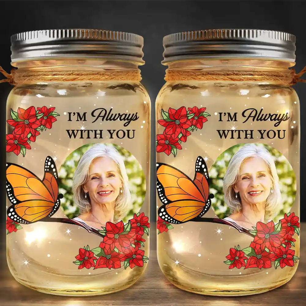 Custom Photo Your Light Will Always Shine In My Heart Memorial - Personalized Mason Jar Light - Image 2