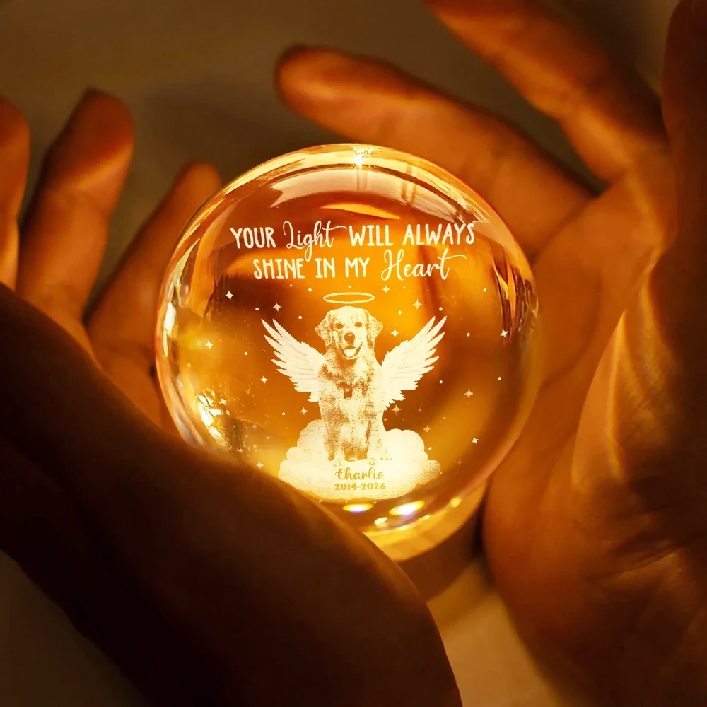 Custom Photo Your Light Will Always Shine - Personalized Crystal Globe Lamp - Image 5