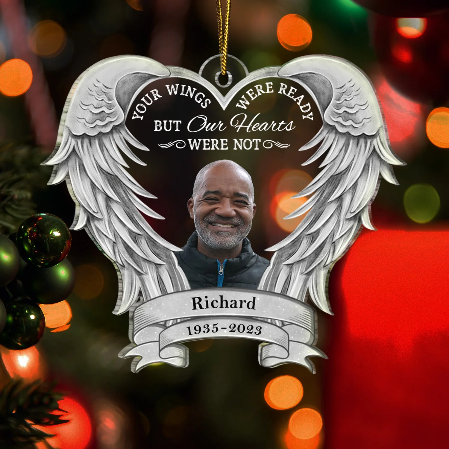 Custom Photo Your Wings Were Ready But My Heart Was Not - Christmas Keepsake, Memorial Gift - Personalized Custom Shaped Acrylic Ornament - Image 4
