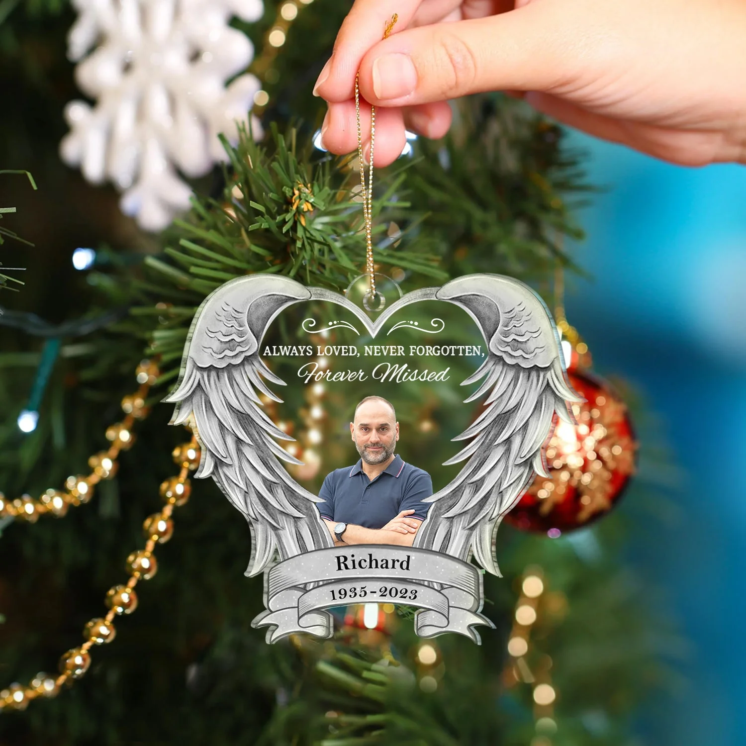 Custom Photo Your Wings Were Ready But My Heart Was Not - Christmas Keepsake, Memorial Gift - Personalized Custom Shaped Acrylic Ornament - Image 5