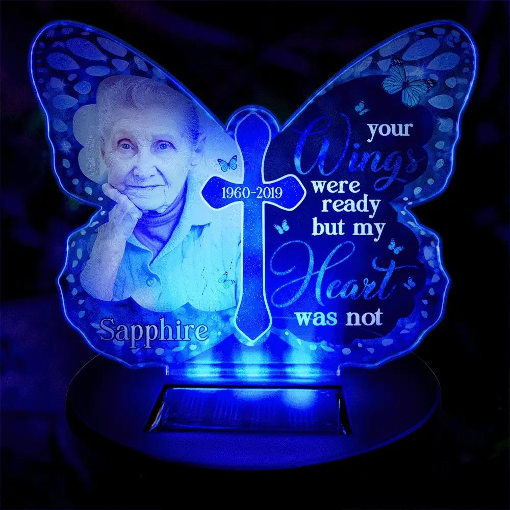 Custom Photo Your Wings Were Ready But My Heart Was Not - Personalized Solar Light - Image 2