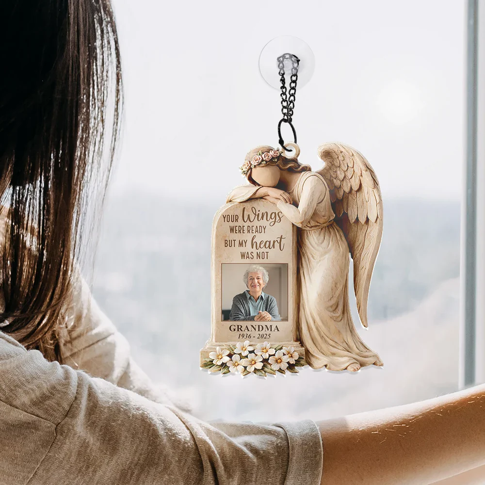 Custom Photo Your Wings Were Ready But My Heart Was Not - Personalized Window Hanging Suncatcher Ornament - Image 4