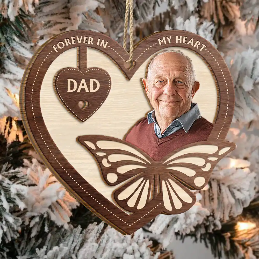 Custom Photo Your Wings Were Ready But Our Hearts Were Not - Personalized 2-Layered Wooden Ornament - Image 4