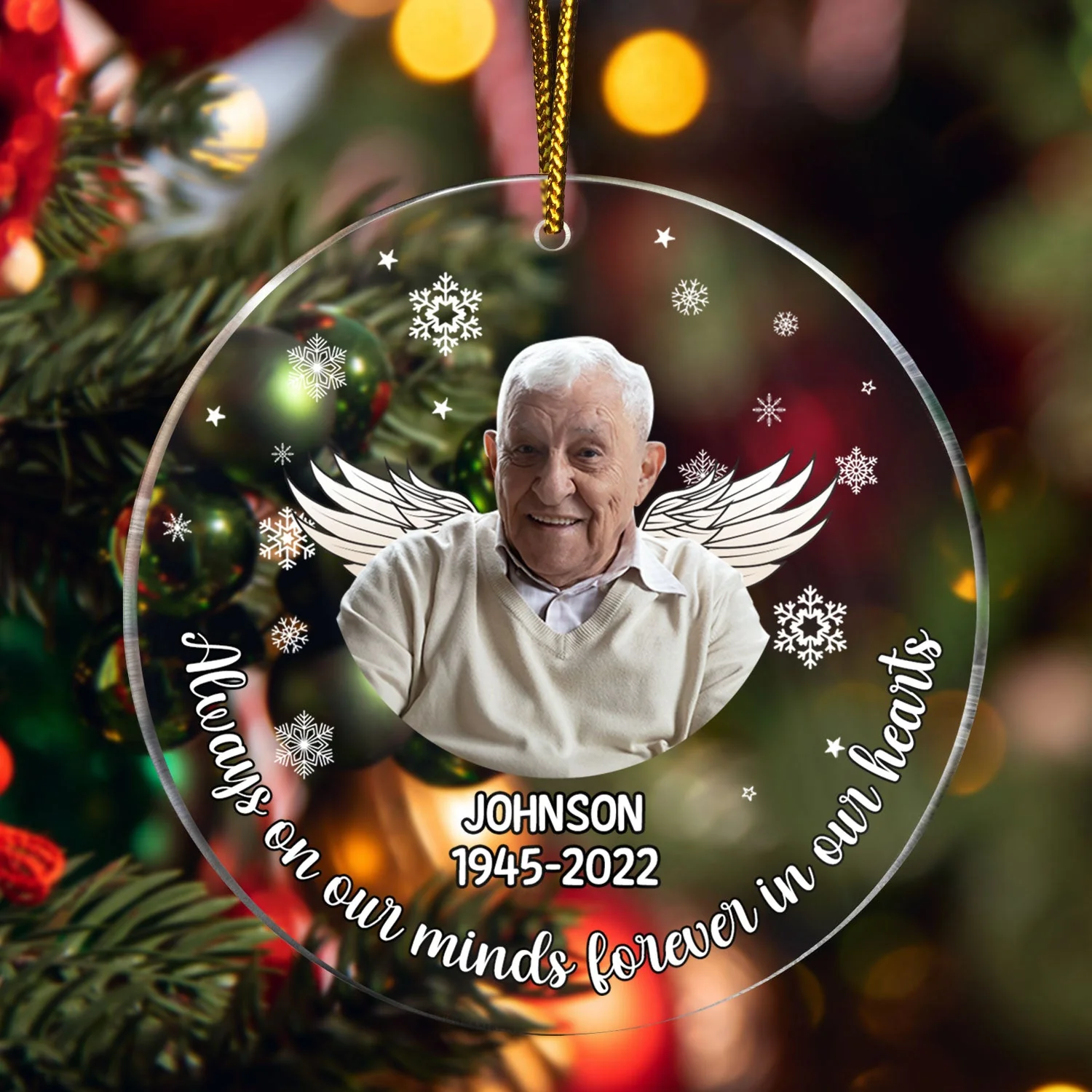 Custom Photo Your Wings Were Ready - Christmas Sympathy Gift, Remembrance Gift, Family Memorial Gift - Personalized Circle Acrylic Ornament - Image 4
