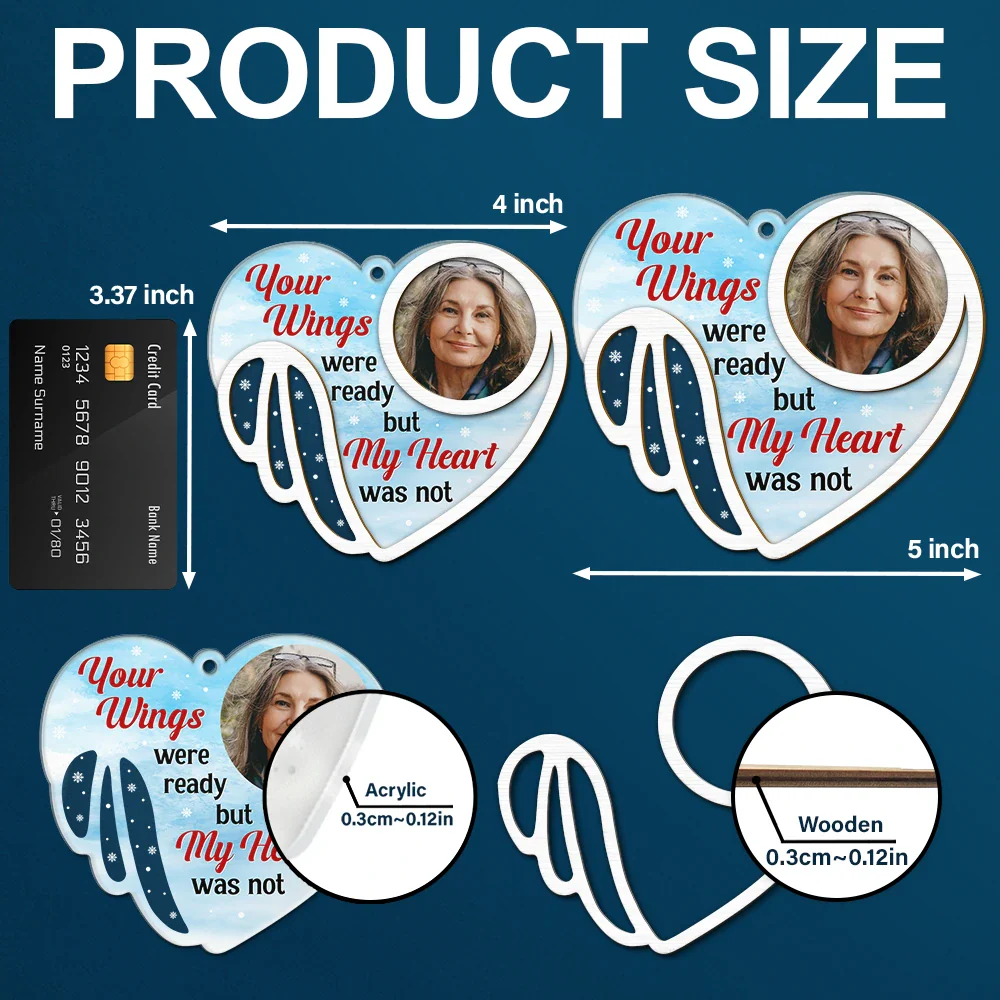 Custom Photo Your Wings Were Ready - Personalized 2-Layered Mix Ornament - Image 5