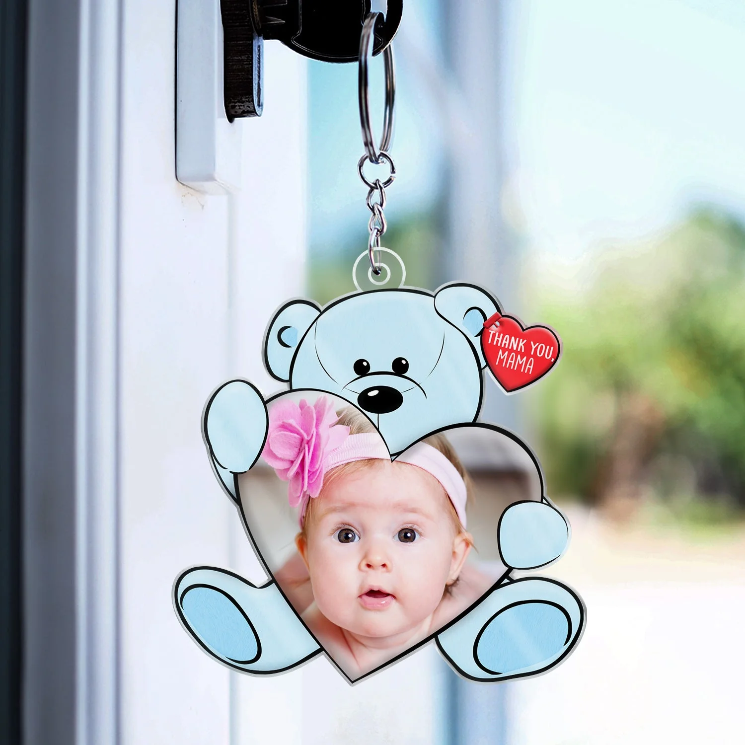 Custom Photo You're Doing Great Bear Hug - Loving Gift For Mom, Mum, Nana - Personalized Acrylic Keychain - Image 3