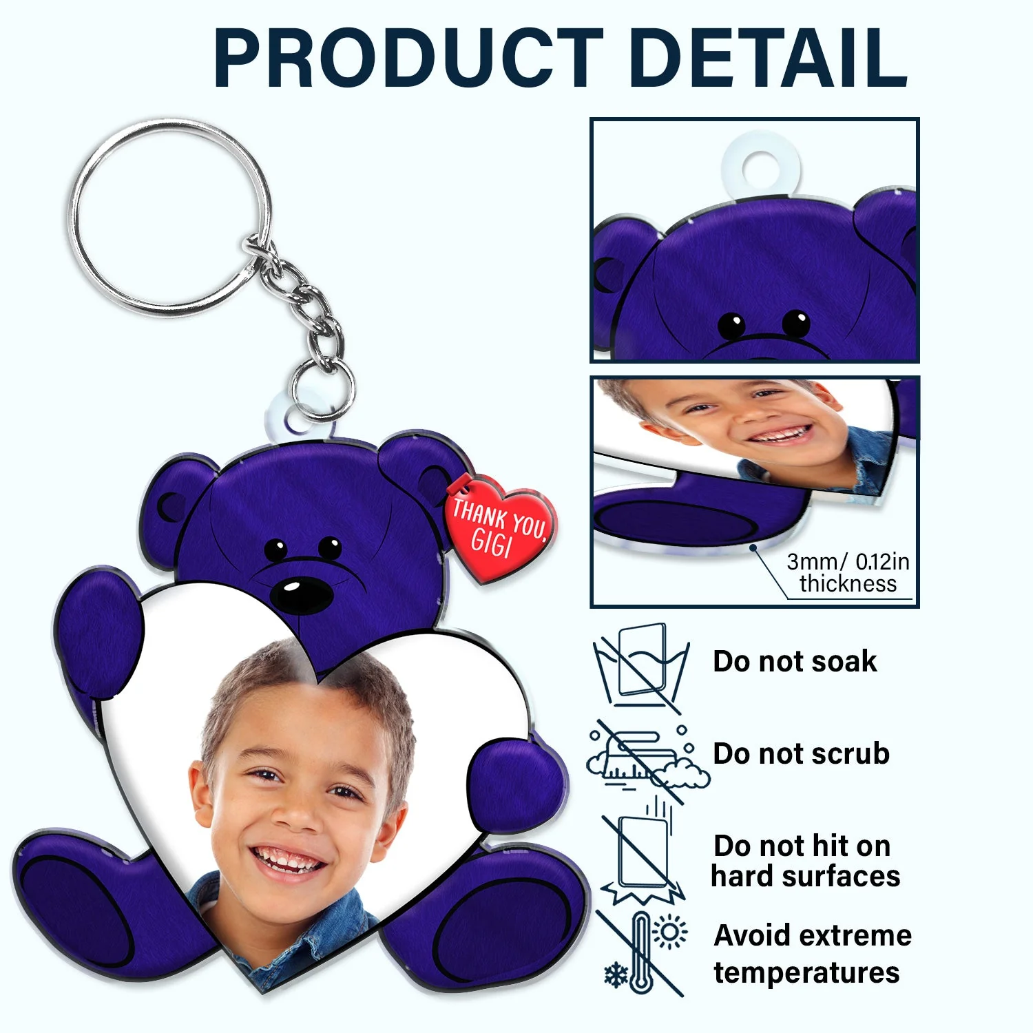Custom Photo You're Doing Great Bear Hug - Loving Gift For Mom, Mum, Nana - Personalized Acrylic Keychain - Image 5