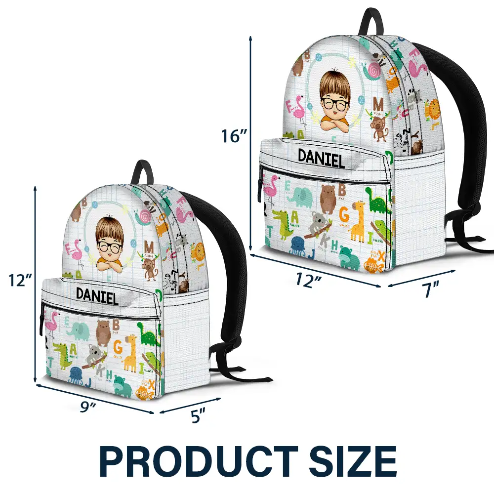 Cute Animal Alphabet - Personalized Canvas Backpack - Image 4