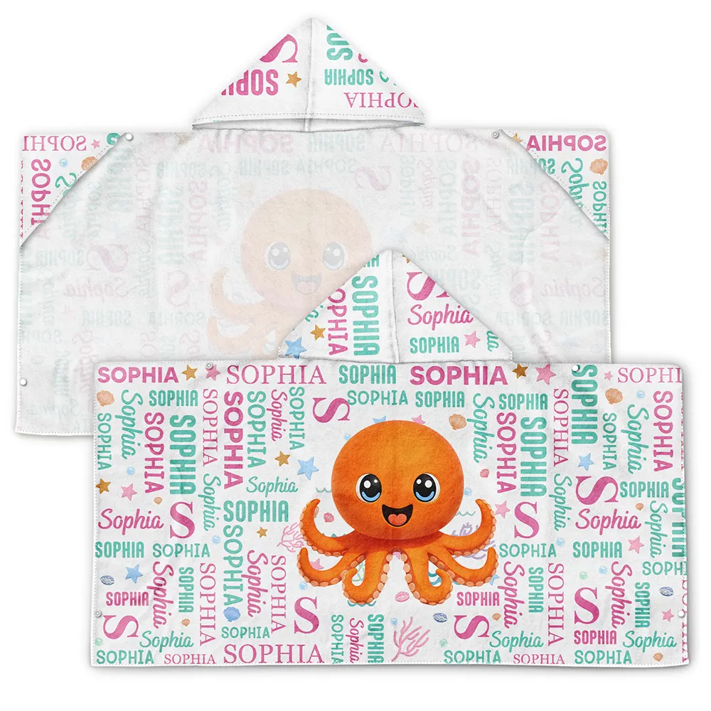 Cute Cartoon Animal - Personalized Hooded Beach Towel - Image 2