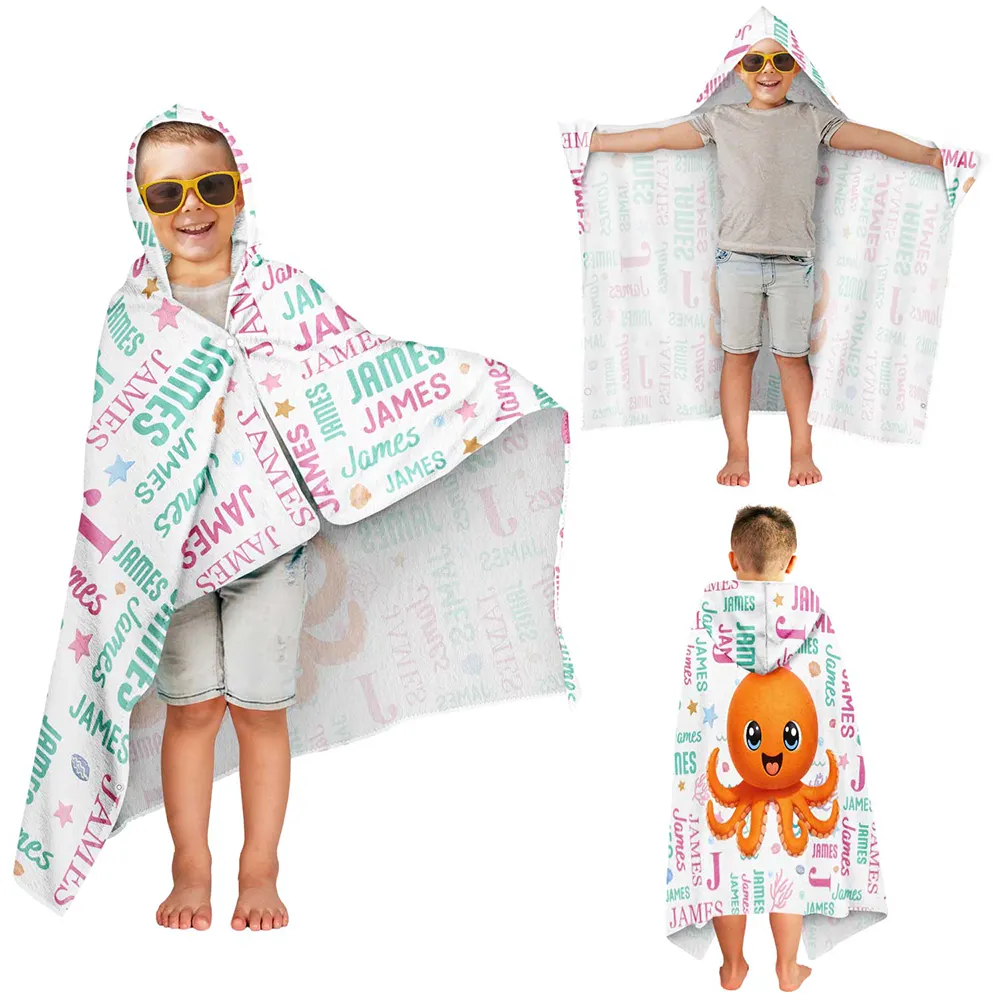 Cute Cartoon Animal - Personalized Hooded Beach Towel - Image 3
