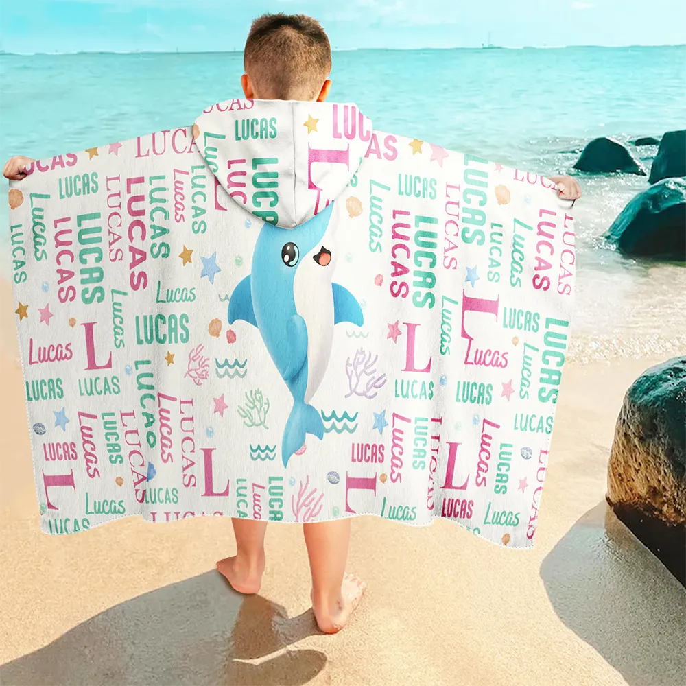 Cute Cartoon Animal - Personalized Hooded Beach Towel - Image 4