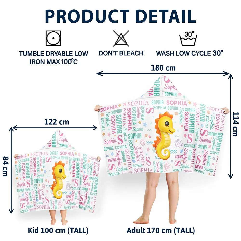 Cute Cartoon Animal - Personalized Hooded Beach Towel - Image 5
