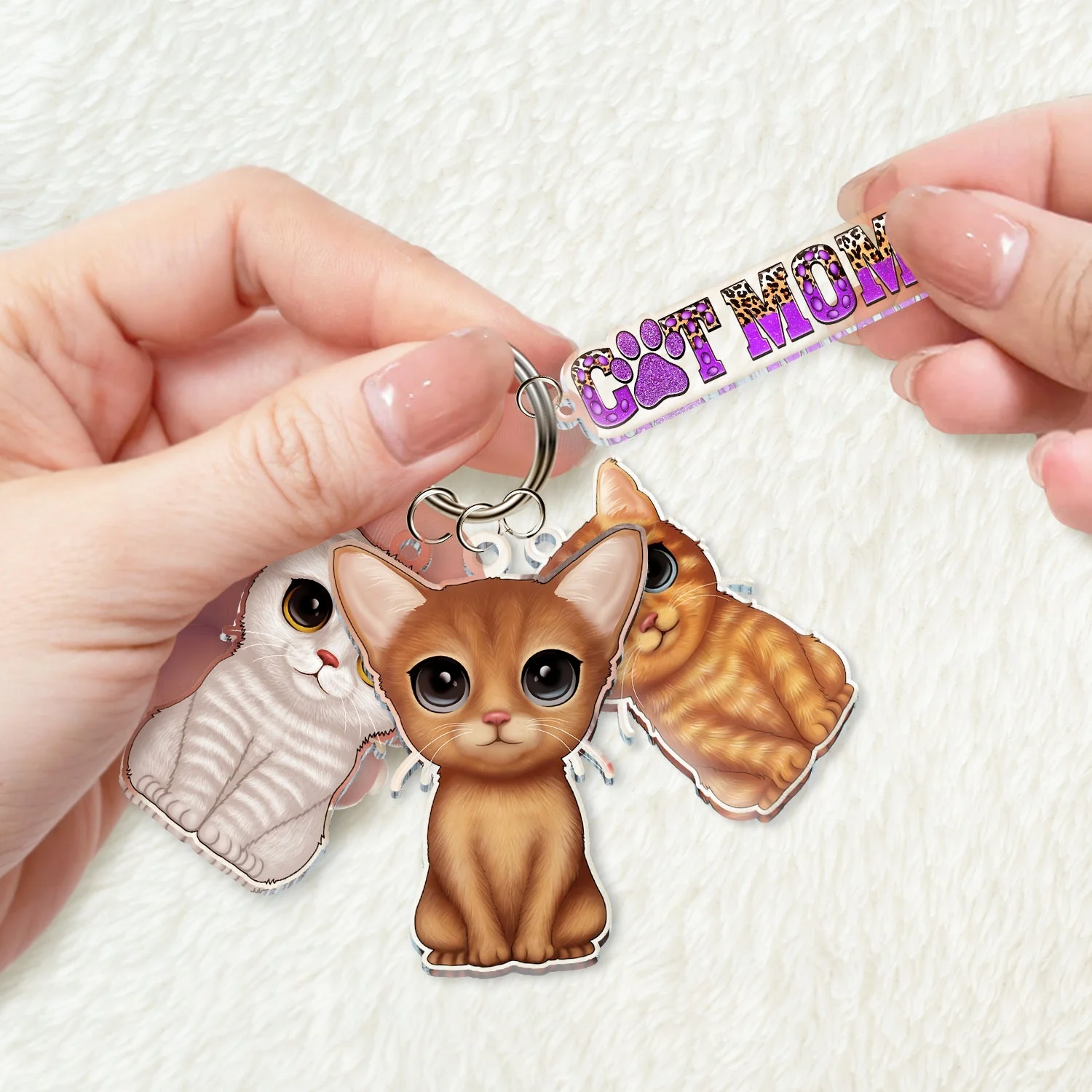 Cute Cat - Funny Gift For Cat Lovers, Cat Mom, Cat Dad - Personalized Acrylic Tag Keychain - Image 2