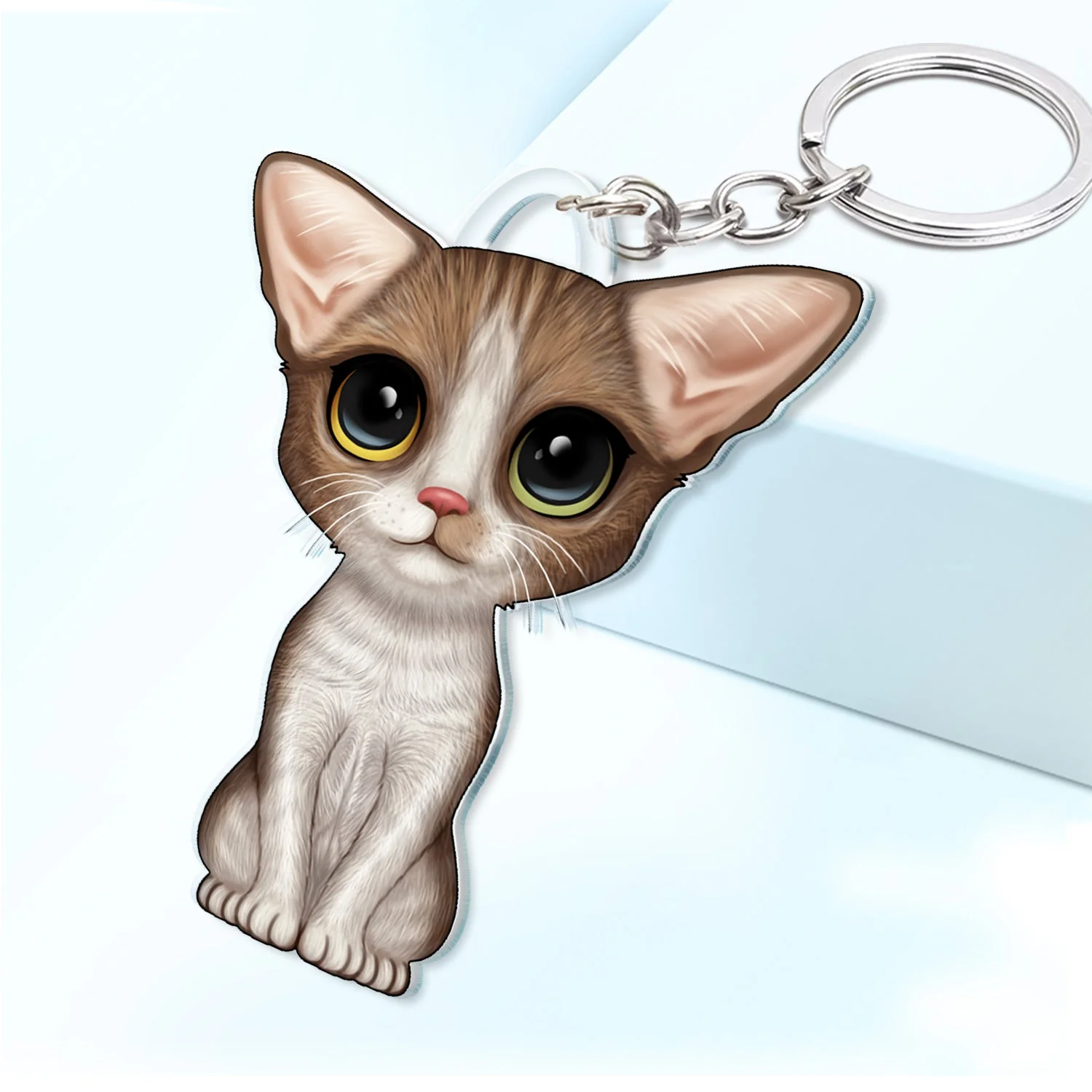 Cute Cat - Funny Gift For Cat Lovers, Cat Mom, Cat Dad - Personalized Cutout Acrylic Keychain - Image 2