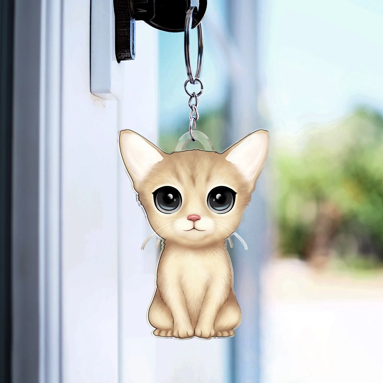 Cute Cat - Funny Gift For Cat Lovers, Cat Mom, Cat Dad - Personalized Cutout Acrylic Keychain - Image 3
