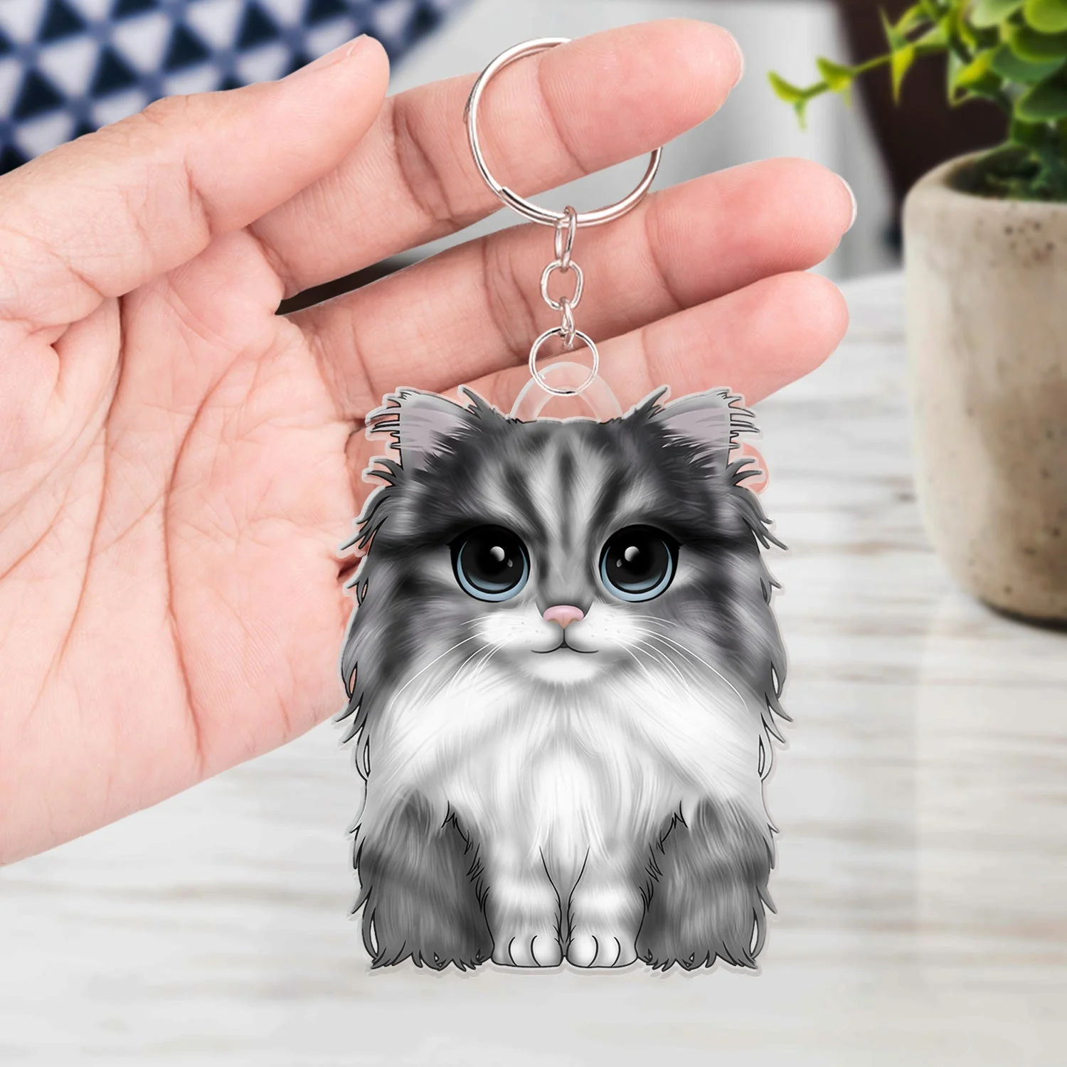 Cute Cat - Funny Gift For Cat Lovers, Cat Mom, Cat Dad - Personalized Cutout Acrylic Keychain - Image 4