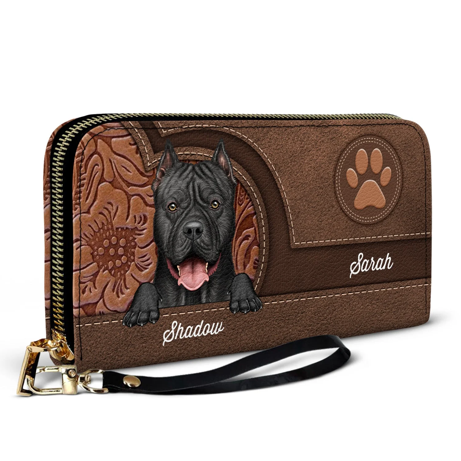 Cute Dogs Aesthetic Pattern - Birthday, Loving Gift For Dog Mom, Dog Lovers - Personalized Leather Long Wallet - Image 2