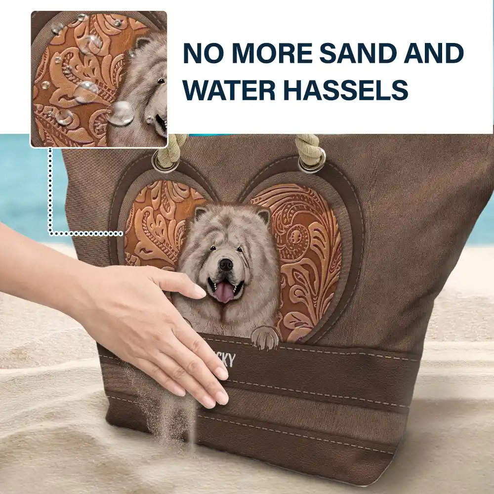 Cute Dogs Aesthetic Pattern - Personalized Beach Bag - Image 6