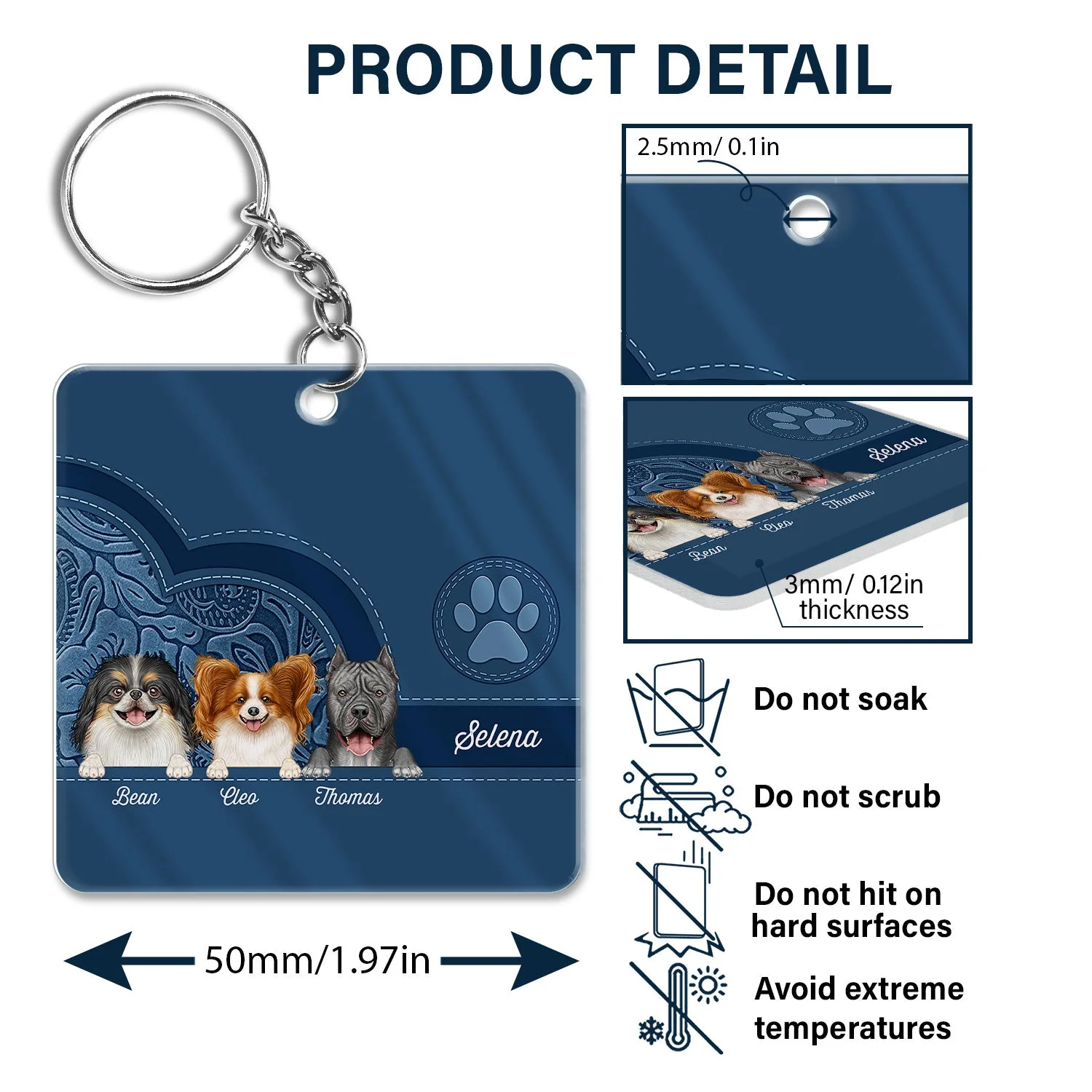 Cute Dogs And Cats Aesthetic Pattern - Birthday, Loving Gift For Pet Lovers, Dog Mom, Cat Mom - Personalized Acrylic Keychain - Image 5