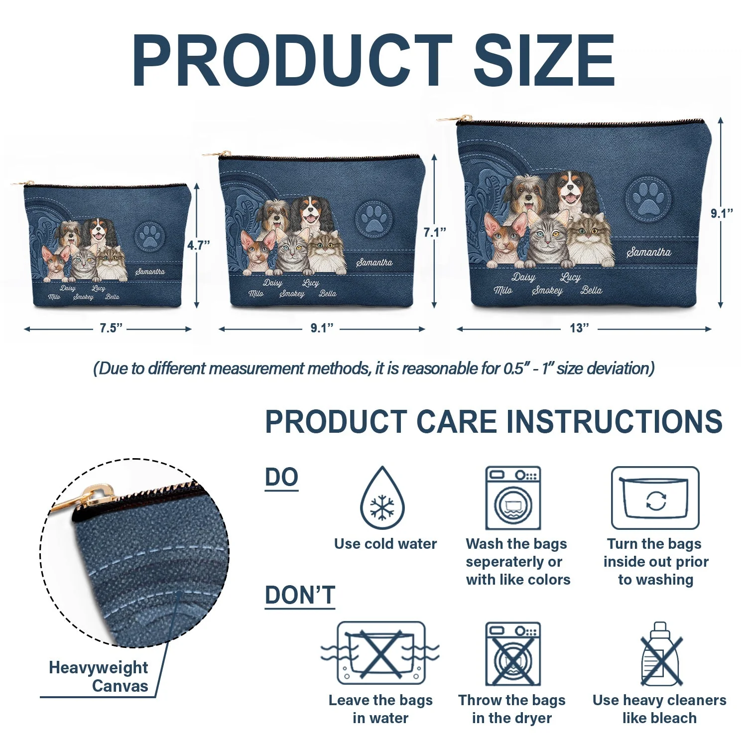 Cute Dogs And Cats Aesthetic Pattern - Birthday, Loving Gift For Pet Lovers, Dog Mom, Cat Mom - Personalized Cosmetic Bag - Image 6