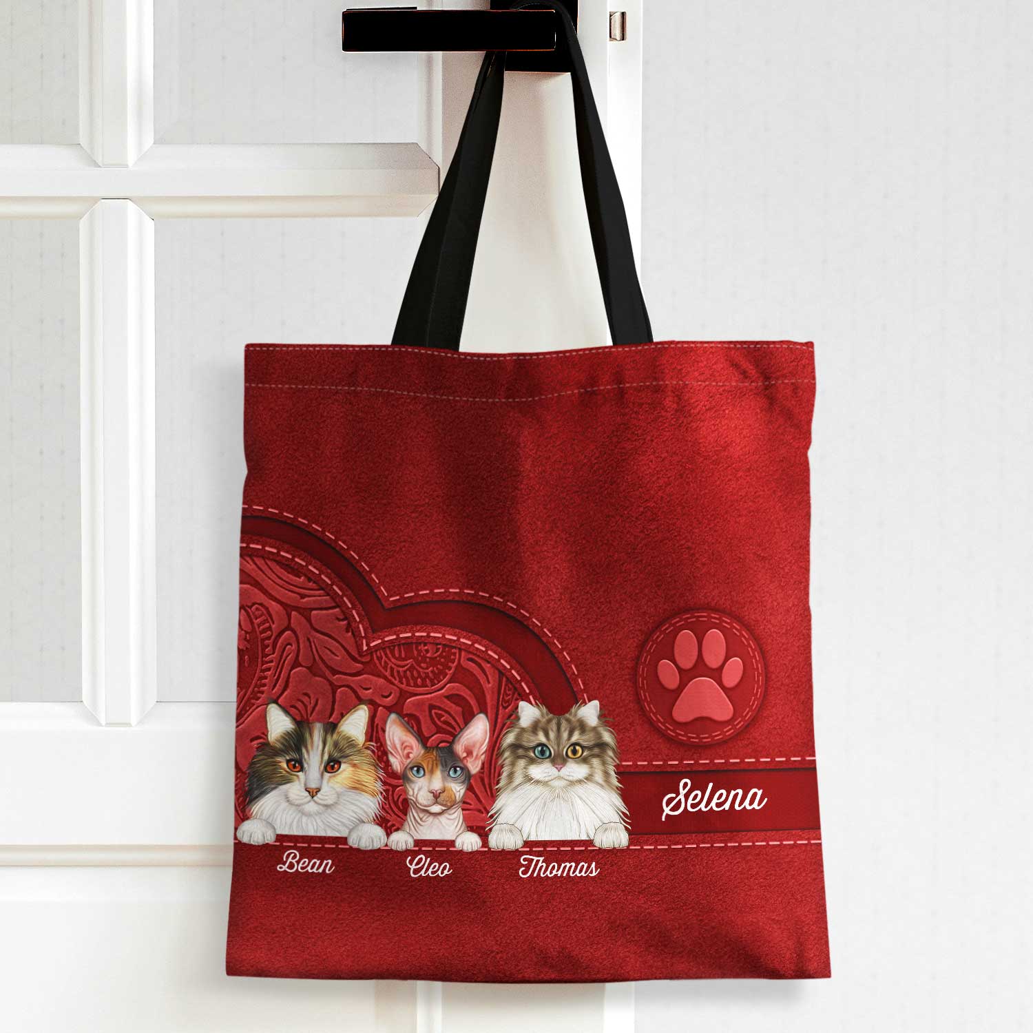 Cute Dogs And Cats Aesthetic Pattern - Birthday, Loving Gift For Pet Lovers, Dog Mom, Cat Mom - Personalized Zippered Canvas Bag - Image 2