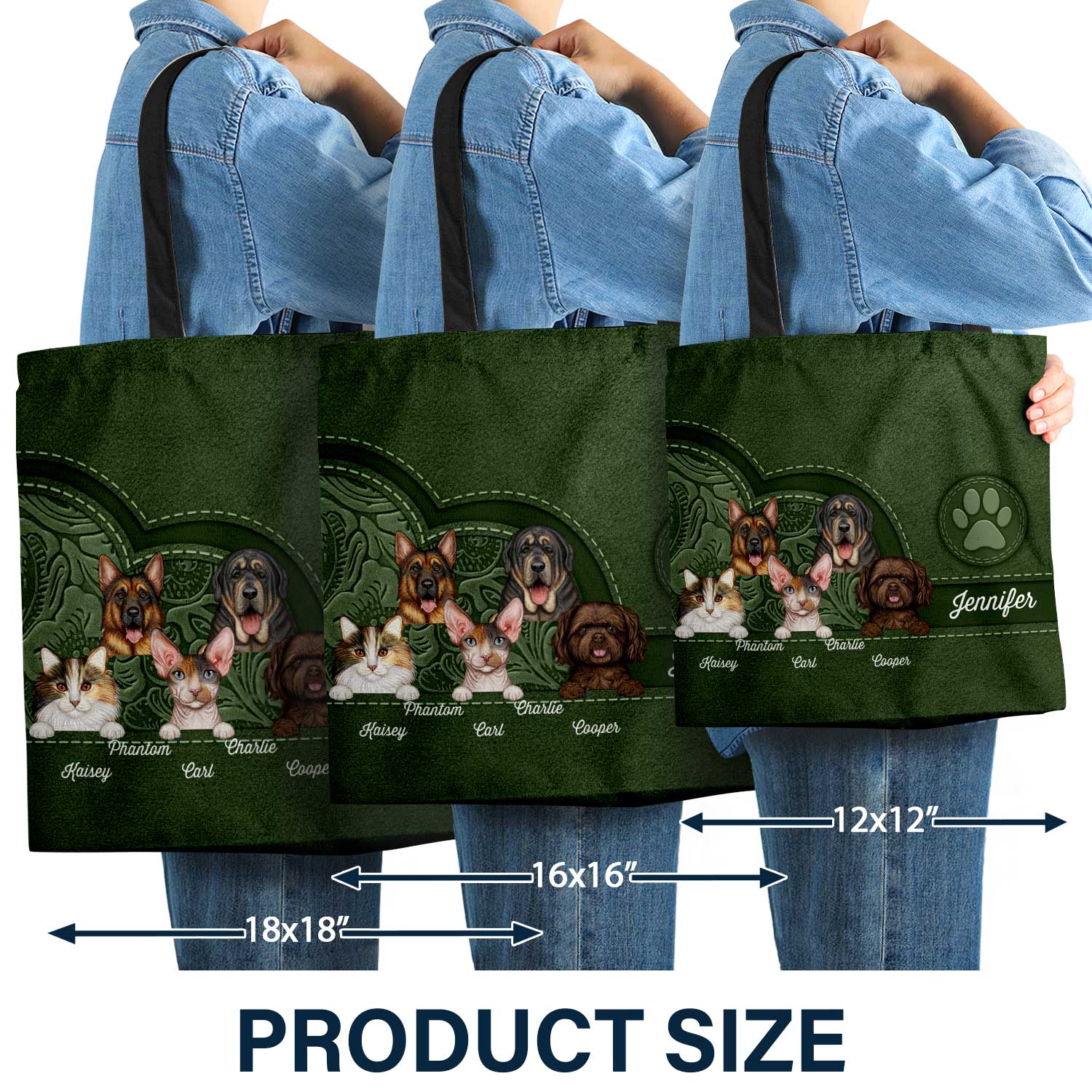 Cute Dogs And Cats Aesthetic Pattern - Birthday, Loving Gift For Pet Lovers, Dog Mom, Cat Mom - Personalized Zippered Canvas Bag - Image 4