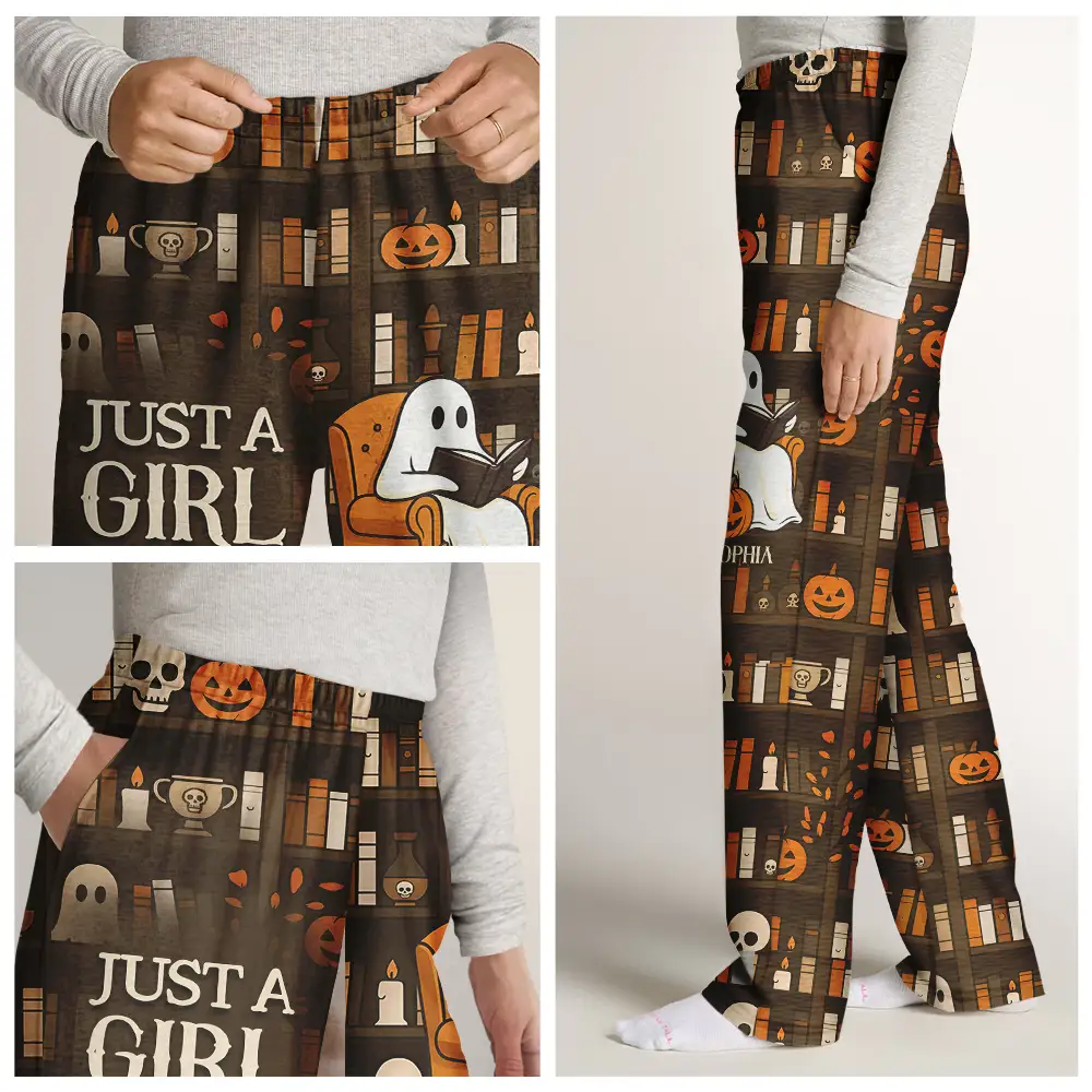 Cute Ghost Just A Girl Who Loves Books - Personalized Sweatpants - Image 6