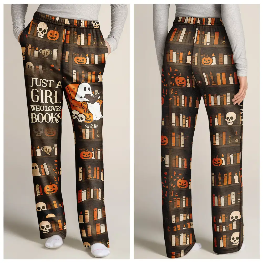 Cute Ghost Just A Girl Who Loves Books - Personalized Sweatpants - Image 7