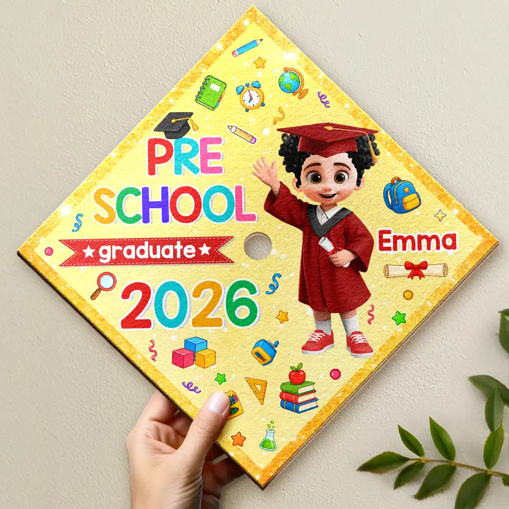 Cute Graduation Kid Kindergarten Preschool - Personalized Graduation Cap Topper - Image 2