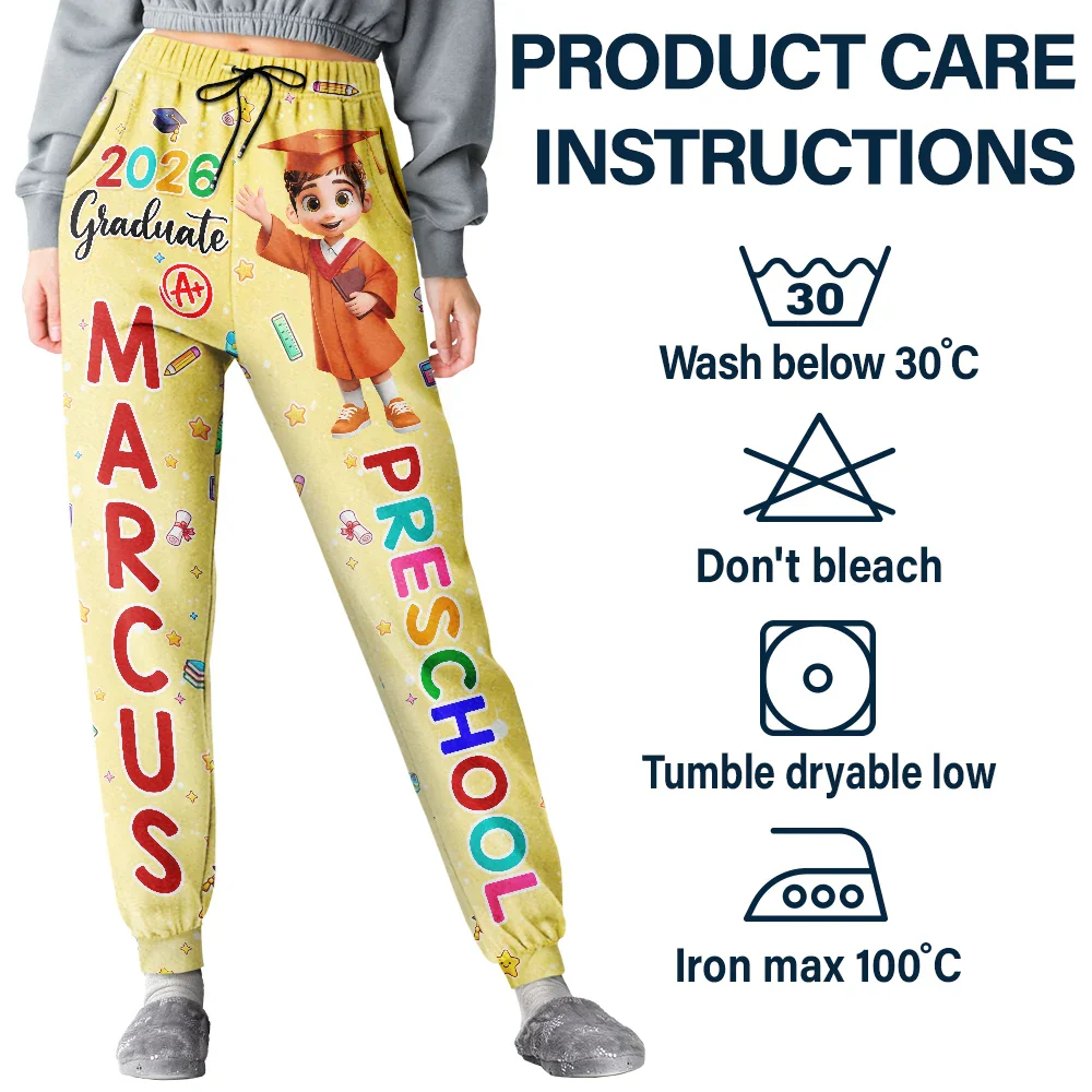 Cute Graduation Kid Kindergarten Preschool - Personalized Pajama Pants - Image 5